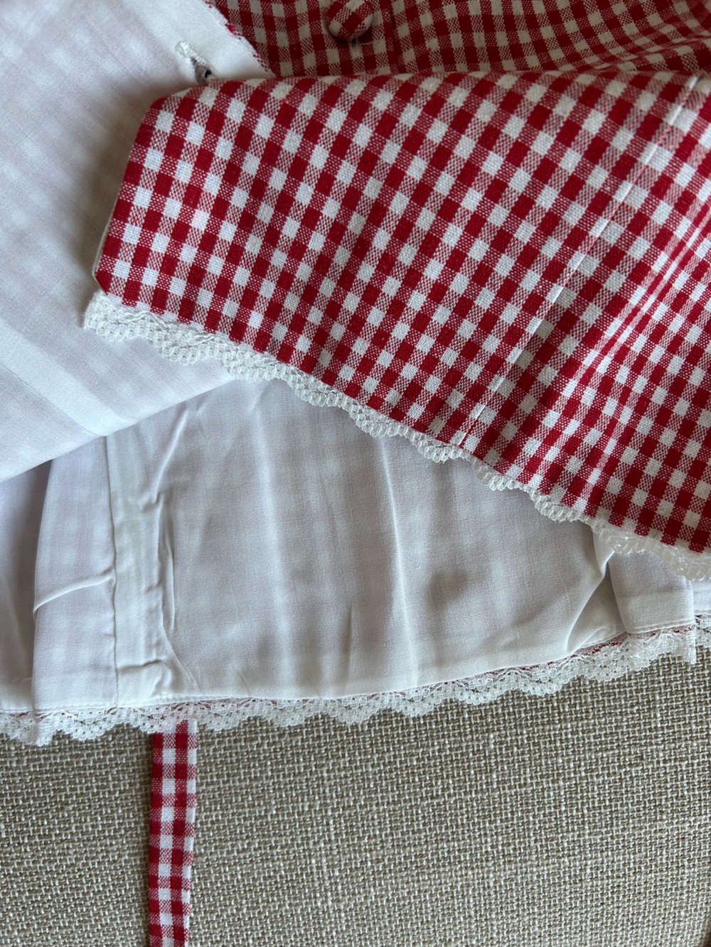 Reformation Amela Linen Top Vest Blouse Tomato Check French - Picture 4 of 7